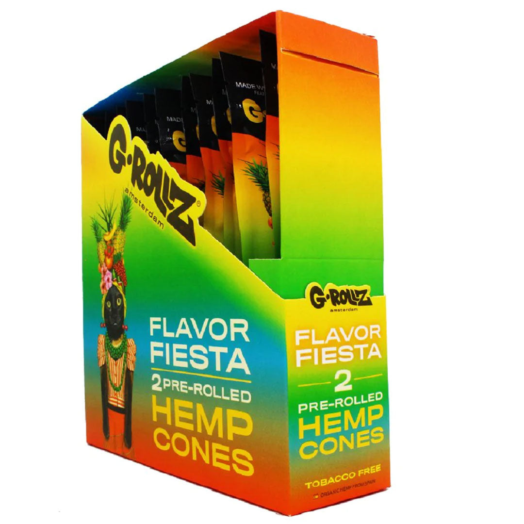G-ROLLZ Pre-Rolled Hemp Cones - 12 Packs Per Box - 2 Cones Per Pack G-ROLLZ Flavour Fiesta