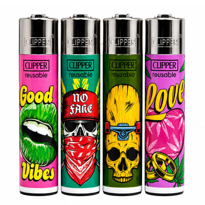 CLIPPER Lighters Printed Various Designs Box Of 48 Clipper G Vibes