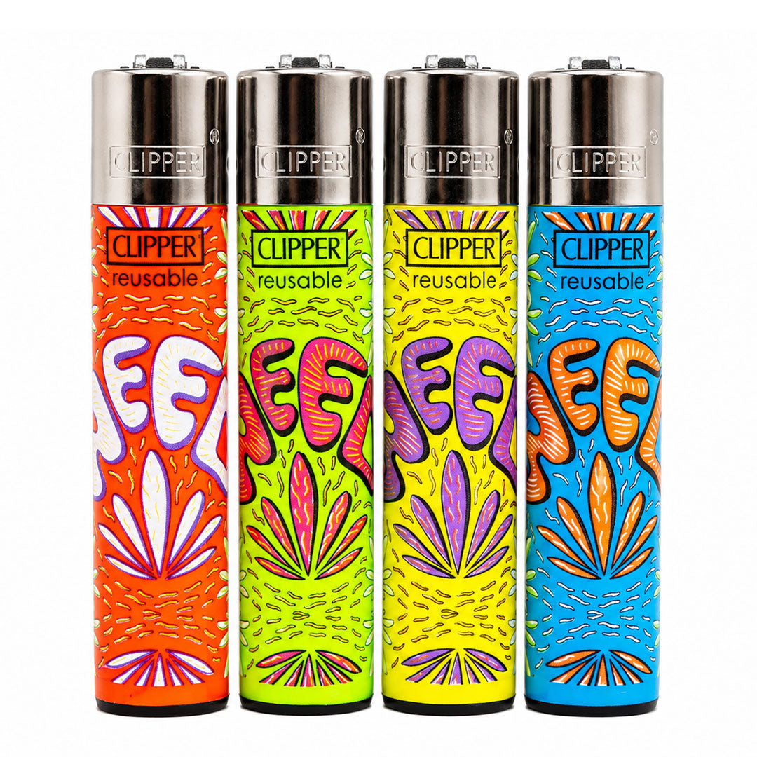 CLIPPER Lighters Printed Various Designs Box Of 48 Clipper Leaf Flow