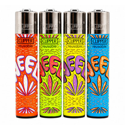 CLIPPER Lighters Printed Various Designs Box Of 48 Clipper Leaf Flow