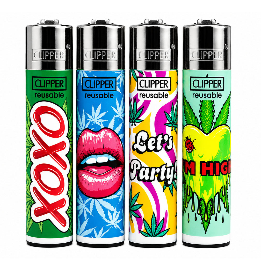 CLIPPER Lighters Printed Various Designs Box Of 48 Clipper Leaf High
