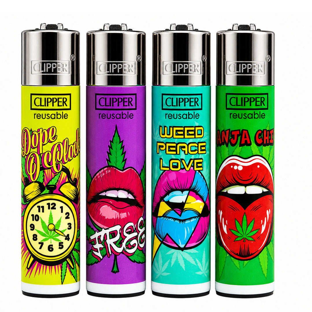 CLIPPER Lighters Printed Various Designs Box Of 48 Clipper Leaf Break