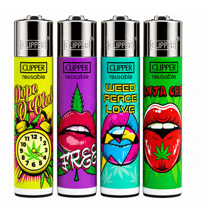 CLIPPER Lighters Printed Various Designs Box Of 48 Clipper Leaf Break