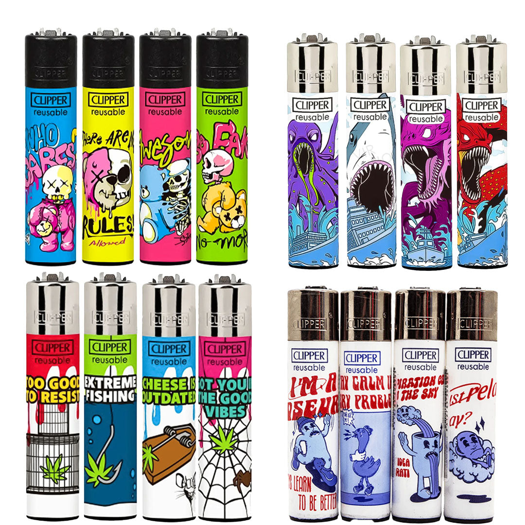 CLIPPER Lighters Printed Various Designs Box Of 48 Clipper