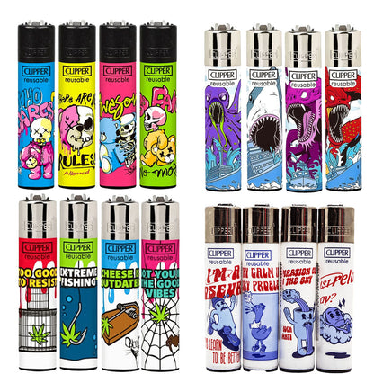 CLIPPER Lighters Printed Various Designs Box Of 48 Clipper