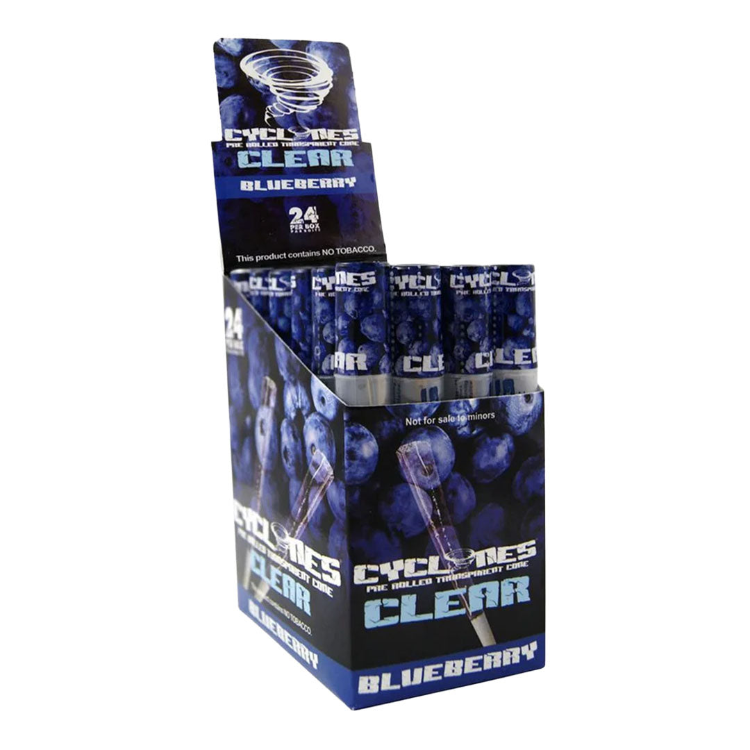 CYCLONES Clear Pre-Rolled Cones - 24 Per Box CYCLONES Blueberry