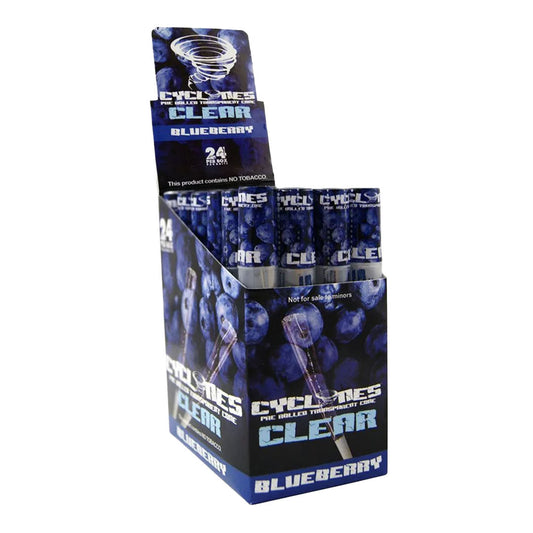 CYCLONES Clear Pre-Rolled Cones - 24 Per Box CYCLONES Blueberry
