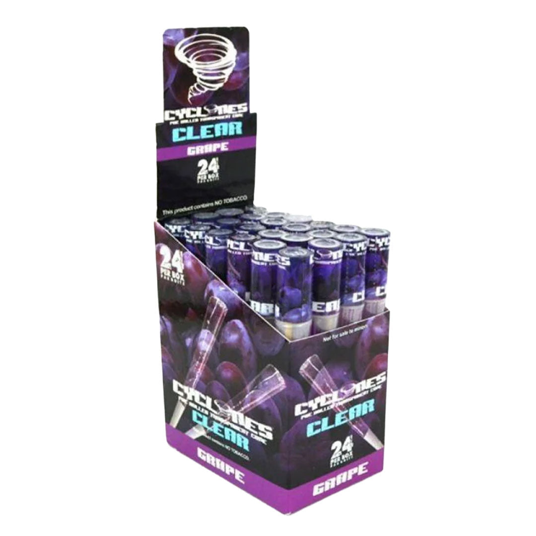 CYCLONES Clear Pre-Rolled Cones - 24 Per Box CYCLONES Grape