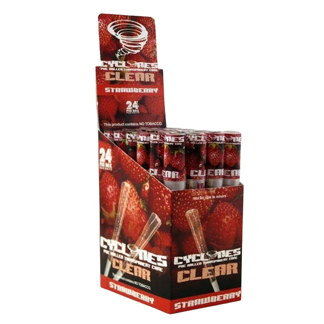 CYCLONES Clear Pre-Rolled Cones - 24 Per Box CYCLONES Strawberry