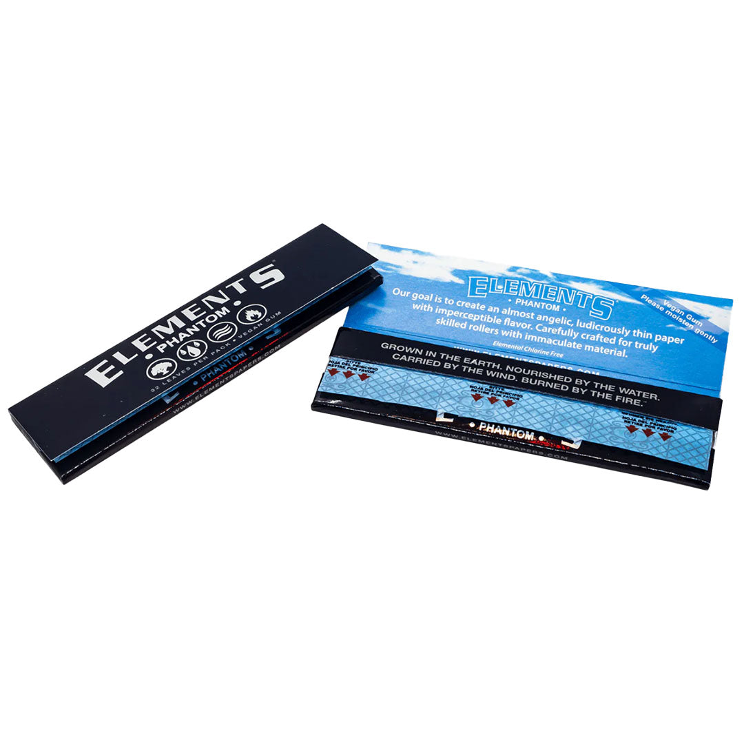 ELEMENTS King Size WIDE Phantom Rolling Papers – Ultra Thin & Slow Burning ( Thinnest Element Papers ever made ) Elements