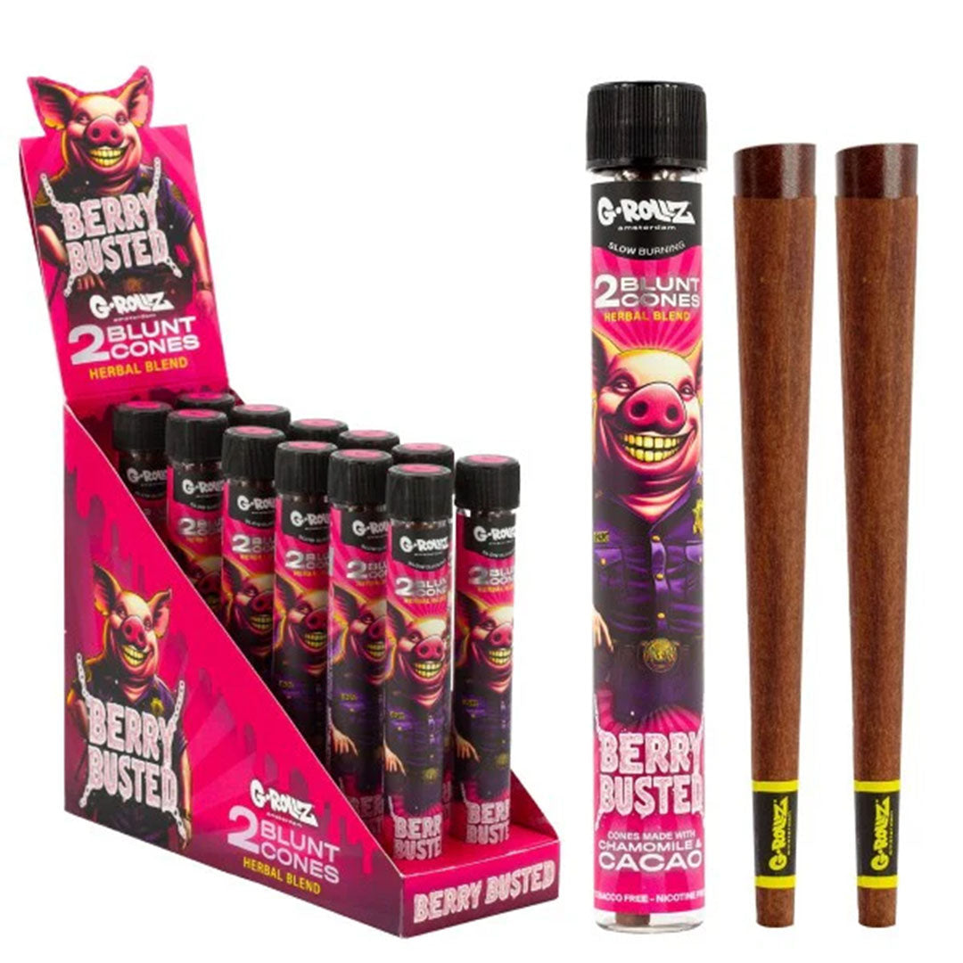 G-ROLLZ Blunt Cones - 12 Tubes Per Box - 24 Cones G-ROLLZ (Herbal Blend) Berry Busted