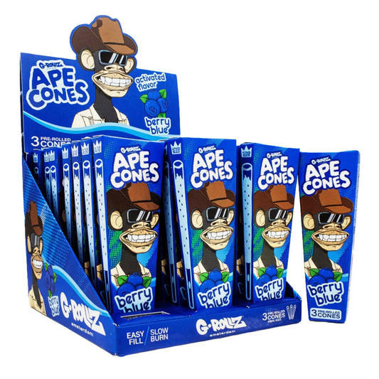 G-ROLLZ Ape Cones - 24 Per Box - 3 Cones Per Pack - Pop Activated Flavoured Filter G-ROLLZ Berry Blue