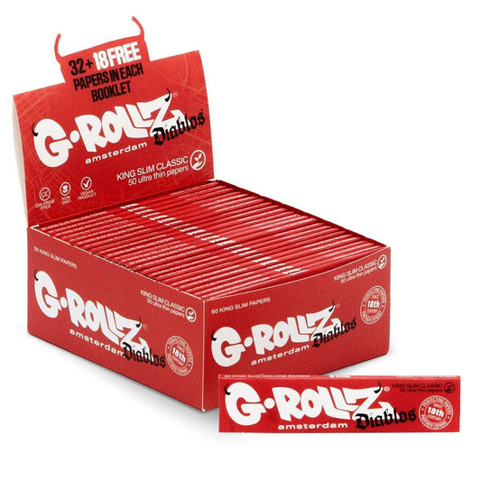 G-Rollz Diablos - 50 White KS Slim Papers (50 Booklets Display)