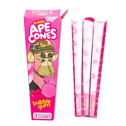 G-ROLLZ Ape Cones - 24 Per Box - 3 Cones Per Pack - Pop Activated Flavoured Filter G-ROLLZ Bubble Gum