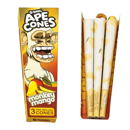 G-ROLLZ Ape Cones - 24 Per Box - 3 Cones Per Pack - Pop Activated Flavoured Filter G-ROLLZ Monkey Mango