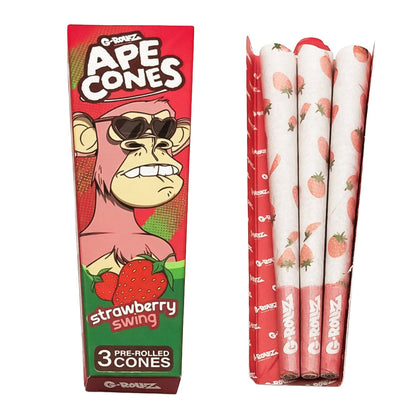 G-ROLLZ Ape Cones - 24 Per Box - 3 Cones Per Pack - Pop Activated Flavoured Filter G-ROLLZ Strawberry Swing