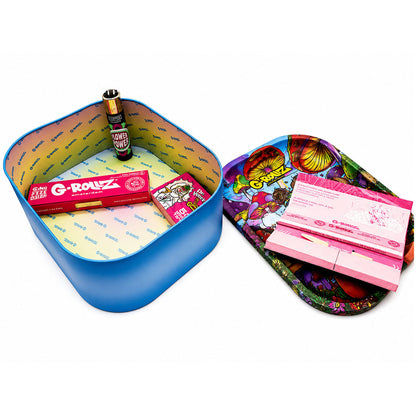 G-Rollz Medium Storage Box Tin with Tray Lid – 7 Unique Designs