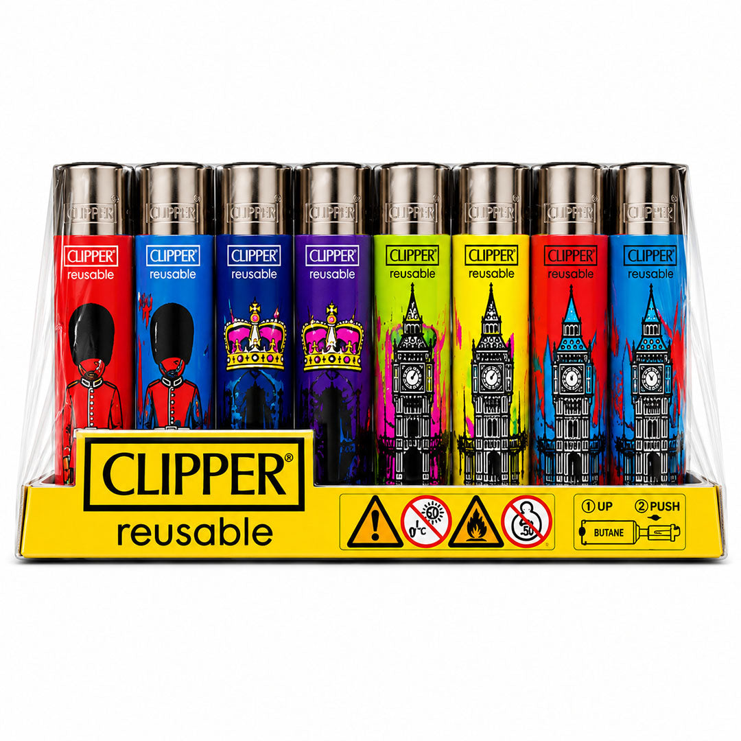 CLIPPER Lighters Printed Various Designs Box Of 48 Clipper London 47