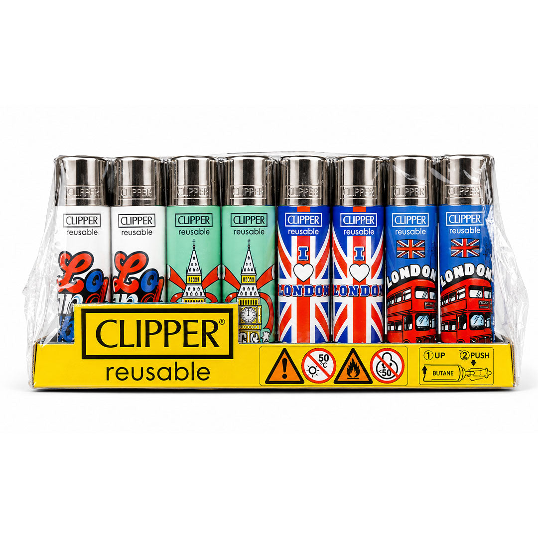 CLIPPER Lighters Printed Various Designs Box Of 48 Clipper London 49