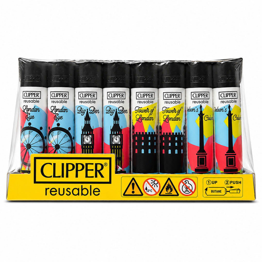 CLIPPER Lighters Printed Various Designs Box Of 48 Clipper London 52