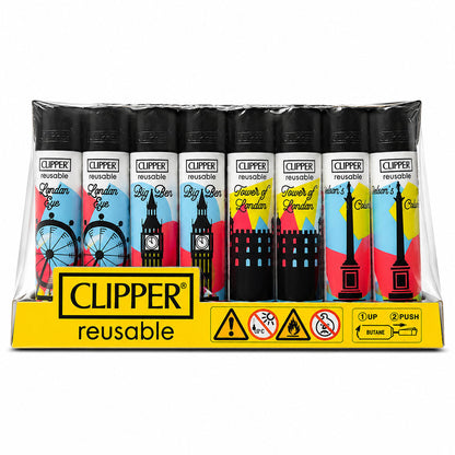 CLIPPER Lighters Printed Various Designs Box Of 48 Clipper London 52