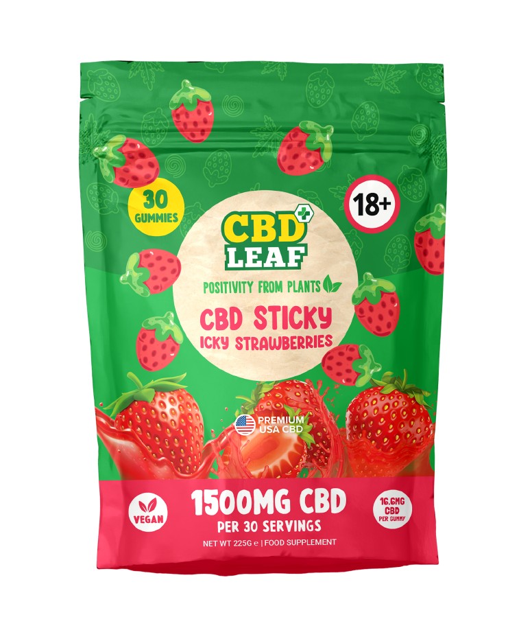 CBD Leaf - 30 Gummies CBD Leaf Sticky Icky Strawberries - 1500mg