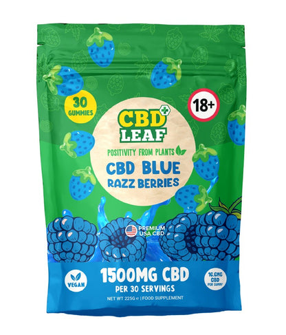CBD Leaf - 30 Gummies CBD Leaf Blue Razz Berries - 1500mg