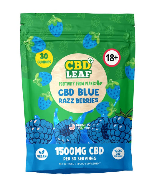 CBD Leaf - 30 Gummies CBD Leaf Blue Razz Berries - 1500mg